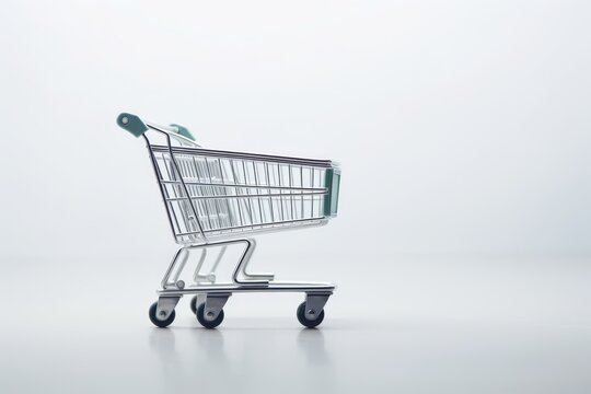 White Shopping cart on white background.