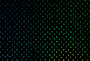 Dark blue, green vector pattern with symbol of cards.