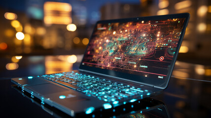 abstract creative concept illustration on the laptop screen,