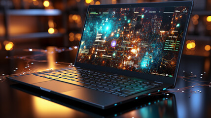 abstract creative concept illustration on the laptop screen,
