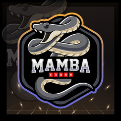 Black mamba snake mascot. e sport logo design - obrazy, fototapety, plakaty