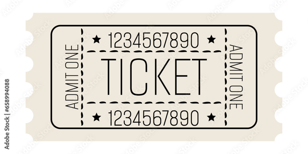 Poster admit one. the ticket is simple and universal. flat style of ticket.