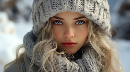 beautiful girl in a mountain forest. girl with a backpack. girl in a mountain jacket and hat.