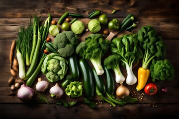 fresh vegetables on a wooden table