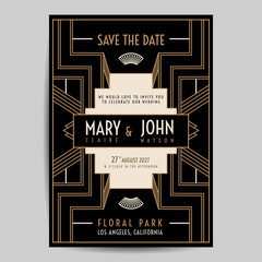 Art Deco Vintage Wedding Invitation - 658994432