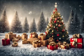 Gardinen christmas tree with gifts © Naila