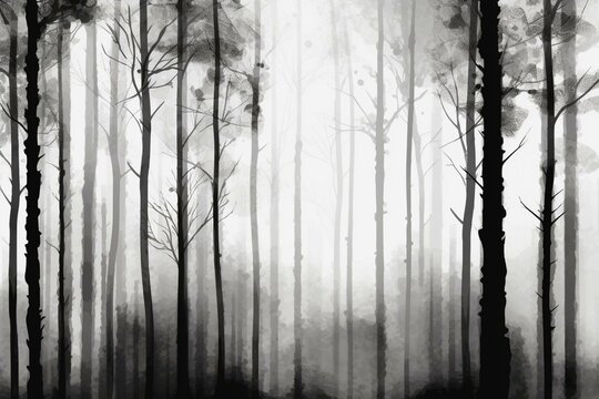 Monochrome woods background with minimalist artistic style. Generative AI