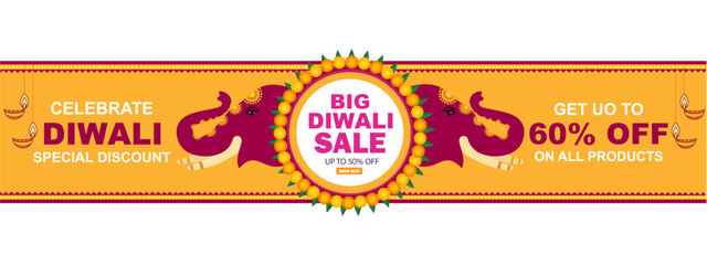 Happy Diwali Dhanteras Biggest Festive Sale Advertisement Banner Template Design Great Indian festival Sale