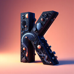 Ai generative 3d render of letter K font