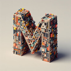 Ai generative 3d render of letter M font