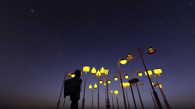 lamp and the night sky