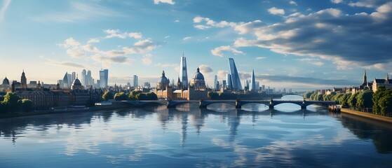 a picture showing the skyline of london, 