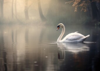 "In the Company of Swans: Embracing the Gentle Elegance of Graceful Beauty." Generated AI.