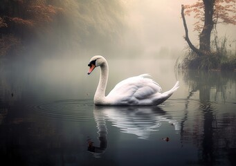 "Swan Lake Whispers: A Reverie on the Gentle Elegance of Graceful Swans." Generated AI.