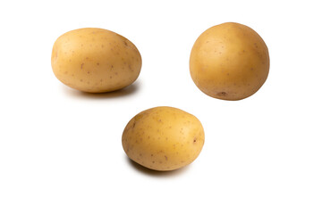 A group of fresh tasty potato isolated on white background.