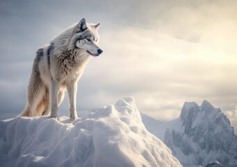 "Snow-Kissed Solitude: A Lone Wolf's Graceful Stand in the Silent Cold." Generated AI.