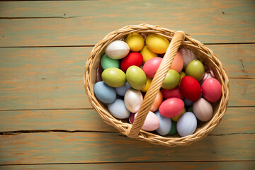 Easter joy captured in picturesque frame. Colorful eggs. Easter photo. Background. Celebration. 