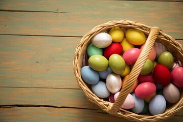 Easter joy captured in picturesque frame. Colorful eggs. Easter photo. Background. Celebration. 