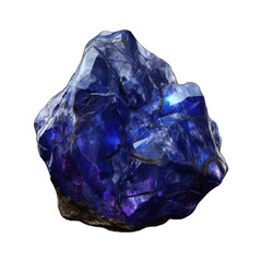 Fototapeta premium An indigo stone mineral displayed on a transparent background, showcasing its unique patterns and rich, deep blue-purple color. Generative AI