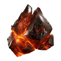 A vibrant fire stone mineral with its distinctive red-orange hues and crystalline structure, isolated on a transparent background. Generative AI