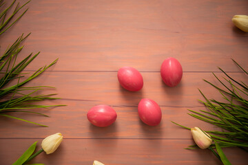 Easter joy captured in picturesque frame. Colorful eggs. Easter photo. Background. Celebration. 