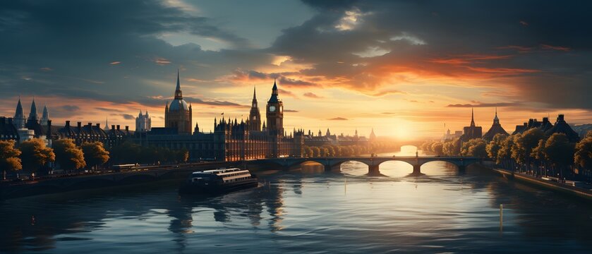 a picture showing the skyline of london, 