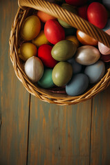chocolate easter eggs in a basket