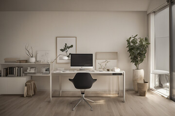 home office in a nice clean room, concept for working at home