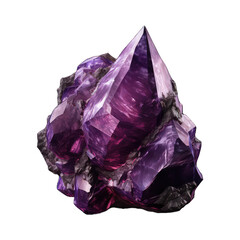 A vibrant purple stone mineral, with natural texture and crystalline patterns, displayed on a transparent background. Generative AI