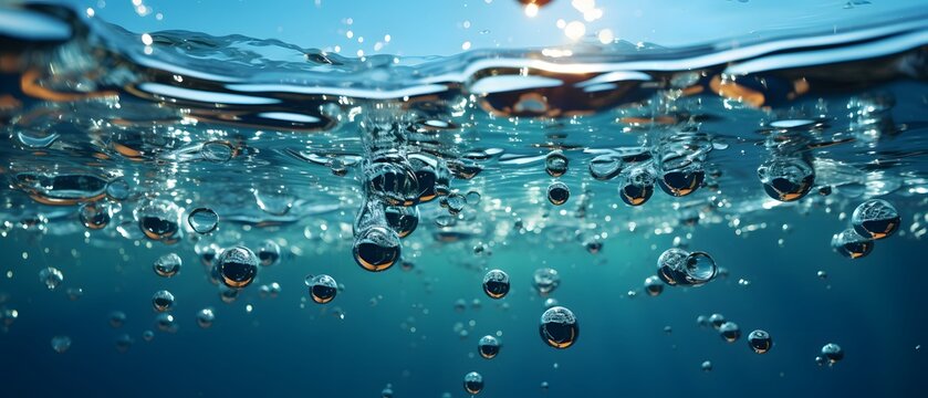 Small air bubbles under water, ultra realistic