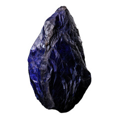 An indigo stone, rich in deep blue-purple hues, with light reflecting off its smooth polished surface, is displayed on a transparent background. Generative AI