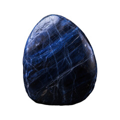 An indigo stone displayed on a transparent background, revealing its deep blue-purple hue and natural patterns. Generative AI