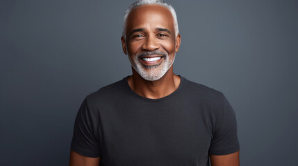 Gray-haired older Black men, happily posing on a gray backdrop.