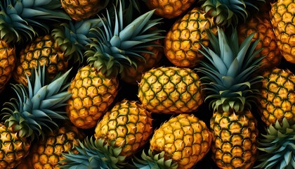 close up of pineapple - obrazy, fototapety, plakaty
