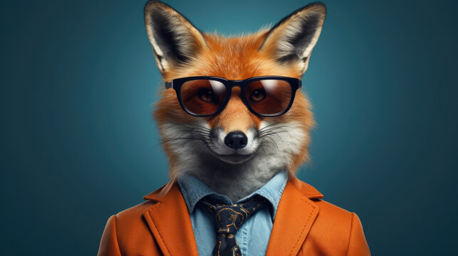 elegant fox spirit animal suit shamanism isolated - by generative ai