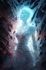 fantasy icy ghost lady energy flow banshee - by generative ai - obrazy, fototapety, plakaty