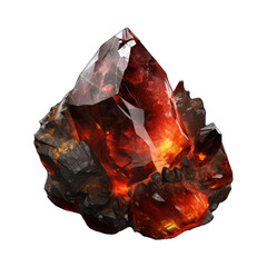 A vibrant fire stone mineral displayed on a transparent background, showcasing its unique patterns, radiant colors and captivating texture. Generative AI