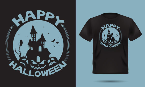 Halloween design short sleeve black t-shirt mockup