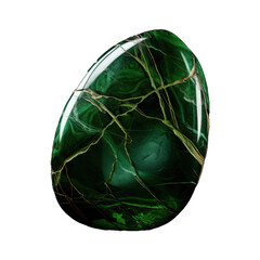 A green stone with vivid and deep color, polished to a high shine, is featured floating effortlessly on a crisp transparent background. Generative AI