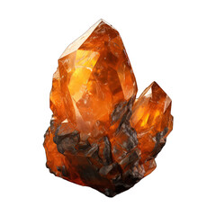 An attractive orange stone mineral showcased individually on a transparent background. Generative AI