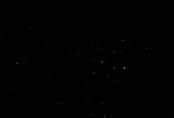 Dark multicolor, rainbow vector backdrop with lines, circles, rhombus.