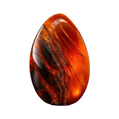 An orange stone standing boldly on a transparent background, its fiery hues strikingly vivid, showcasing unique texture and intrinsic patterns. Generative AI