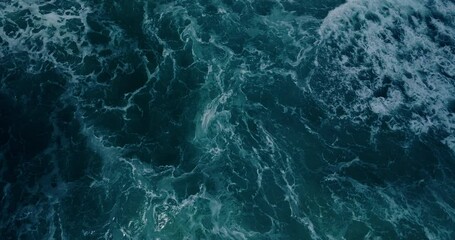 DCI 4K ProRes422. Big wave blue ocean water Aerial view of drone high quality cinema camera Wave sea big size rolling come in cost beach at Andaman sea Phuket Thailand. - Powered by Adobe