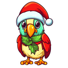 Cute Parrots Bird Christmas Clipart Illustration