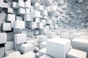 Abstract white cubes creating a tech-themed backdrop. Generative AI