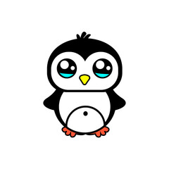 Drawing of a cute penguin in vector