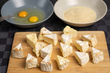 Making Fried Camembert Cheese with Breadcrumbs