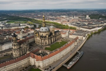 Fototapeta na wymiar Aerial view of Dresden cityscape. Generative AI