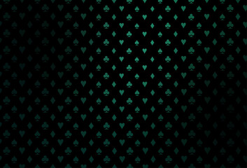 Dark green vector background with cards signs.