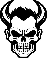 Obraz premium Skull | Black and White Vector illustration